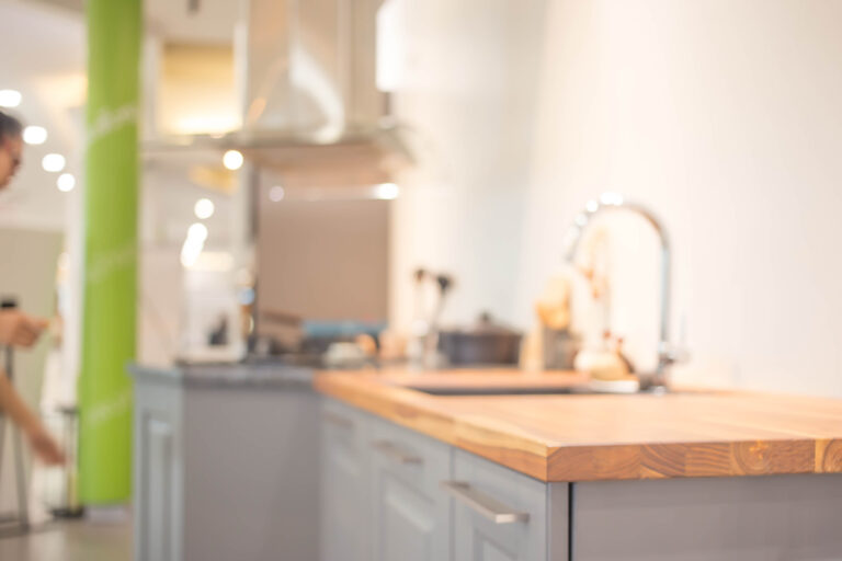 Blur Image Of Modern Kitchen Room Interior. Kitchen Room.